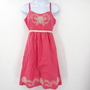Moulinette Soeurs Anthropologie Pink Lace Embroidered Cotton Dress Size 2